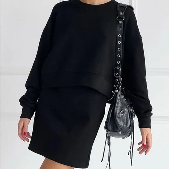 NWT Two-Piece Total Look Black Sweater + Skirt Set - Picture 3 of 4